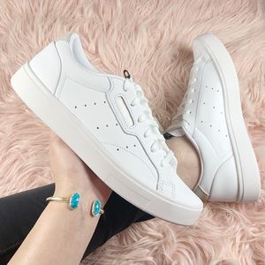 New Women’s Adidas Originals White Leather Sneaker